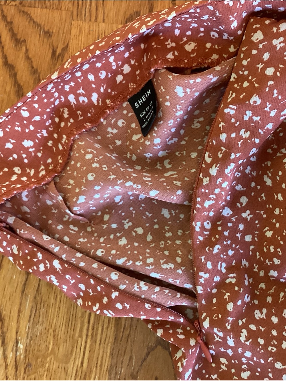 SHEIN Rust Floral Drawstring Ruffle Mini Skirt - Picture 6 of 8